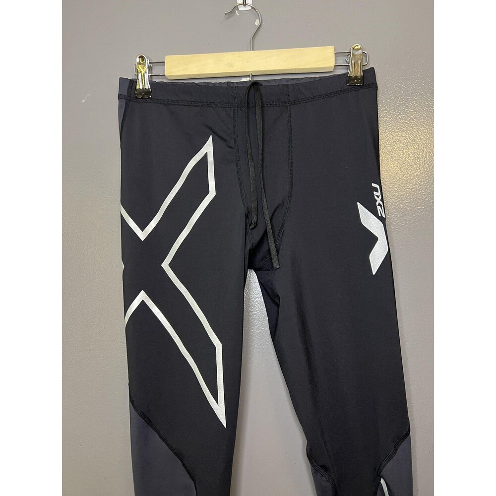 2XU Leggings Mens Medium Black Compression Running Leggings Reflective Athletic